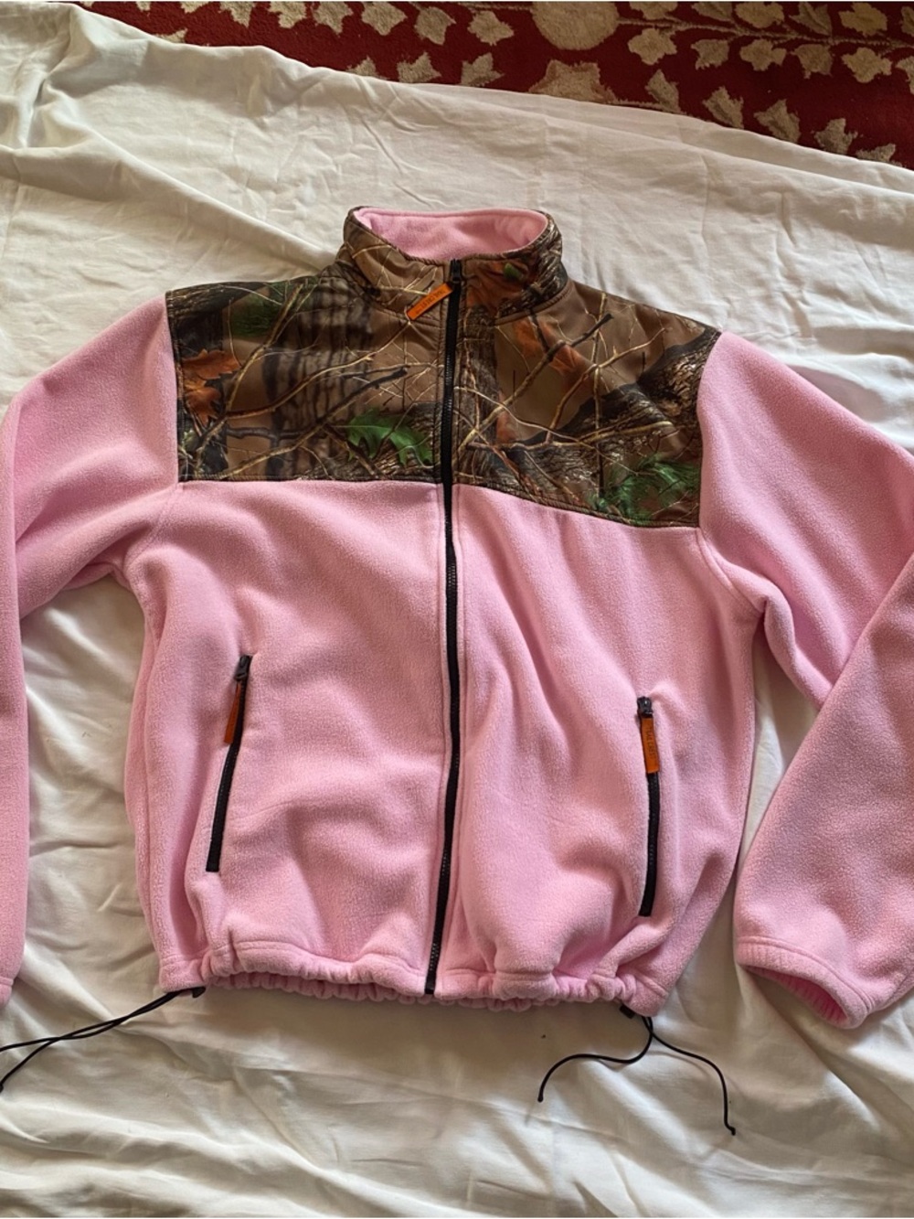 Women’s Pink Fleece Jacket with Camo Yoke